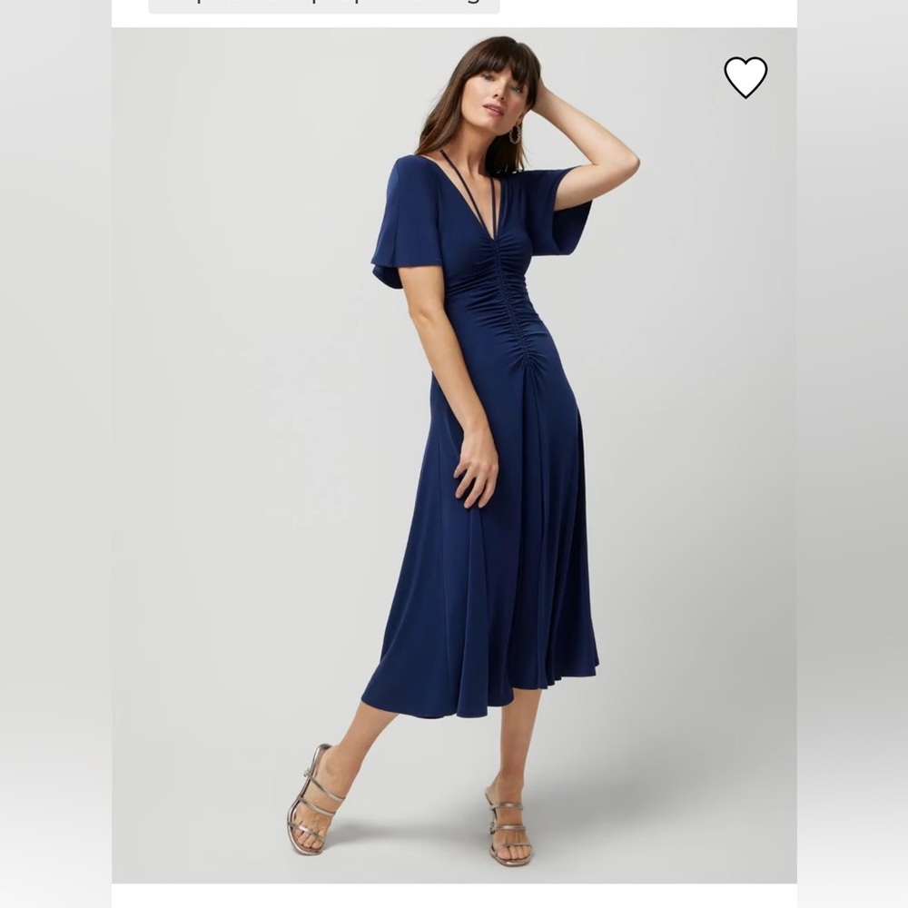WHBM Short Sleeve Ruched Front Midi Dress